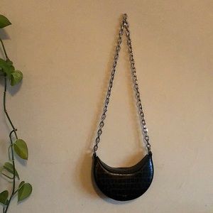 JW Pei crocodile mini cross body bag with silver hardware strap